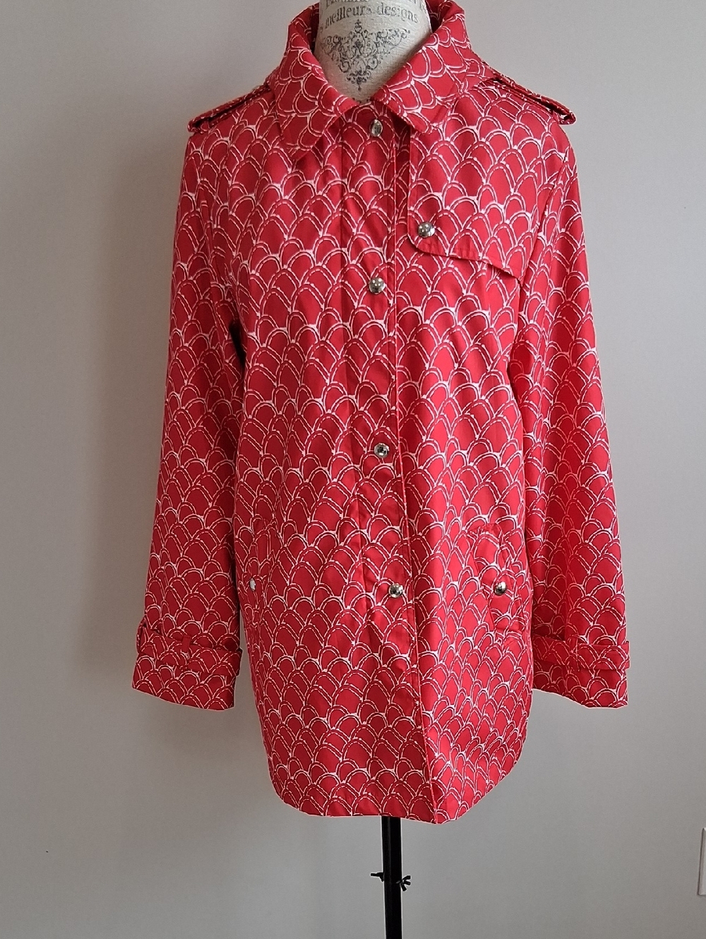 Red Patterned Women's Lightweight Jacket